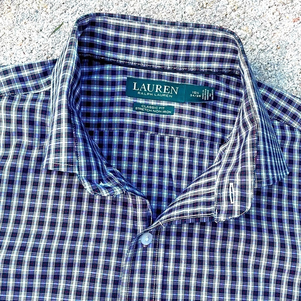 Ralph Lauren Plaid Red Green Button Down Shirt 15.5 34/35